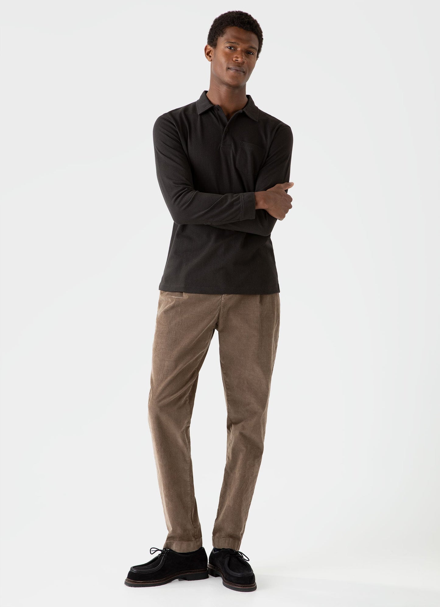 Mens Pleated Corduroy Trouser In Dark Stone Mtrs3041 Whdc