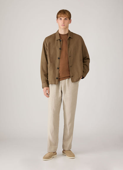 Mens Linen Drawstring Trouser In Sand Mtrs3092 Brbd