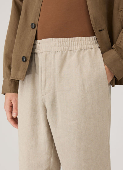 Mens Linen Drawstring Trouser In Sand Mtrs3092 Brbd