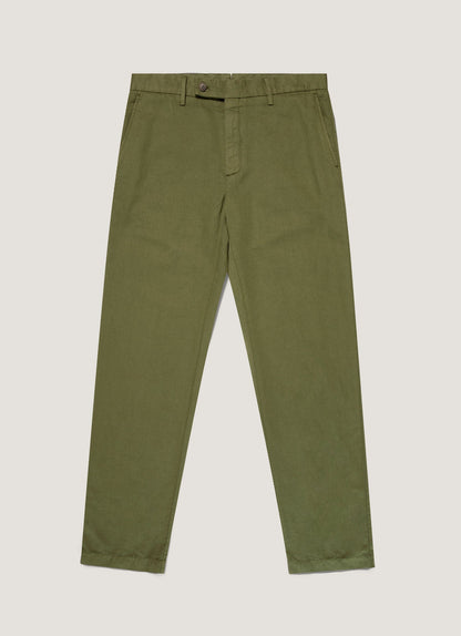 Mens Cotton Linen Trouser In Deep Olive Mtrs3136 Gniz