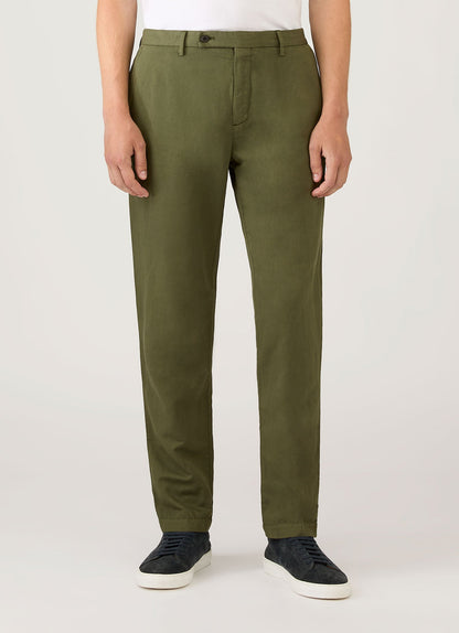 Mens Cotton Linen Trouser In Deep Olive Mtrs3136 Gniz