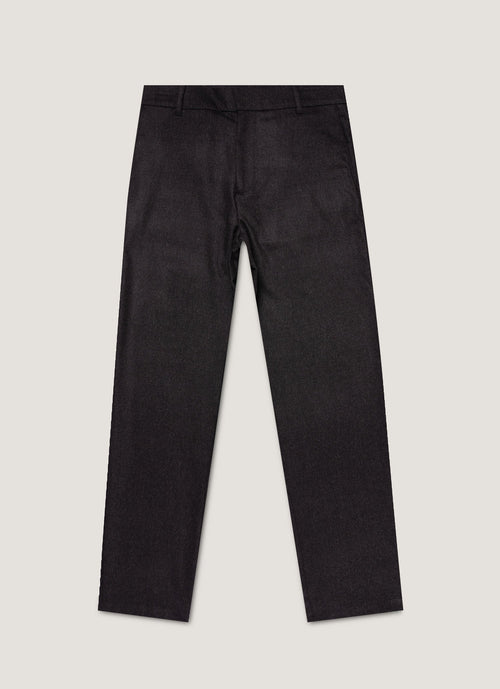 Mens Wool Cashmere Flannel Trouser In Charcoal Melange Mtrs3125 Gyad