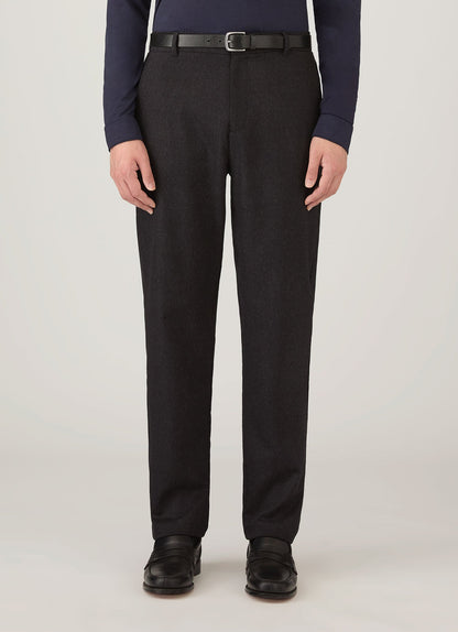 Mens Wool Cashmere Flannel Trouser In Charcoal Melange Mtrs3125 Gyad