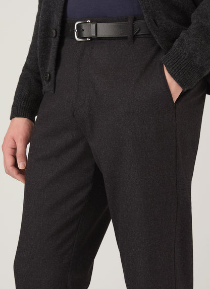 Mens Wool Cashmere Flannel Trouser In Charcoal Melange Mtrs3125 Gyad