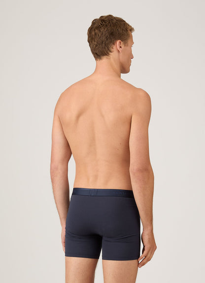 Mens Long Leg Stretch Cotton Trunks In Navy
