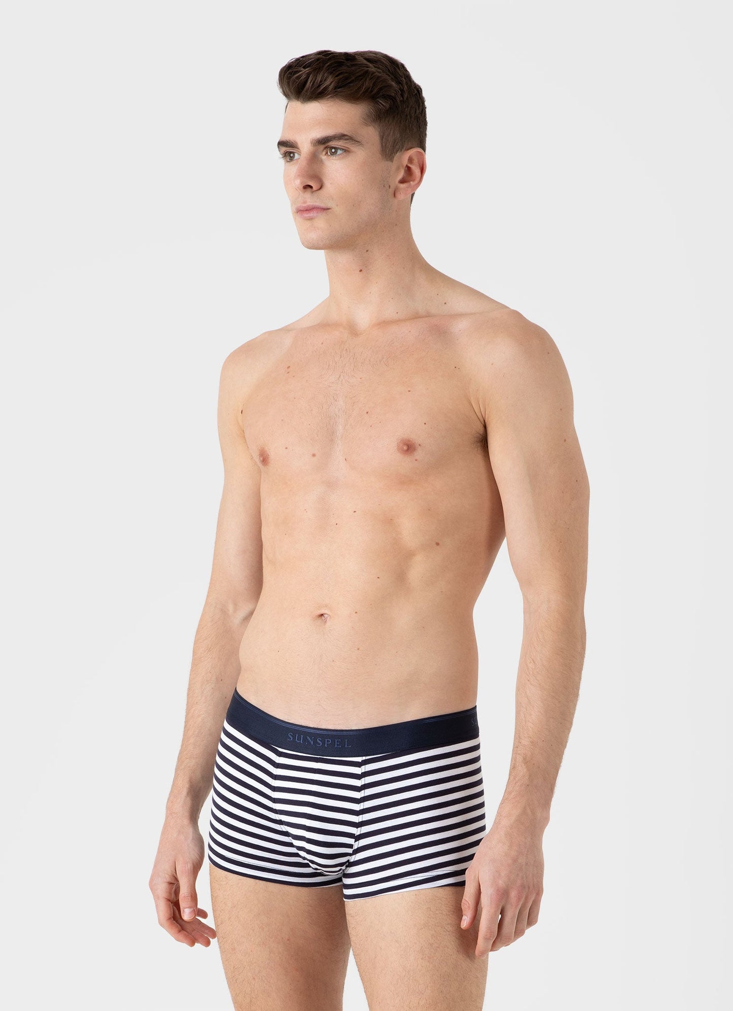 Mens Stretch Cotton Trunks In White Navy Mtru4615Ses Stml