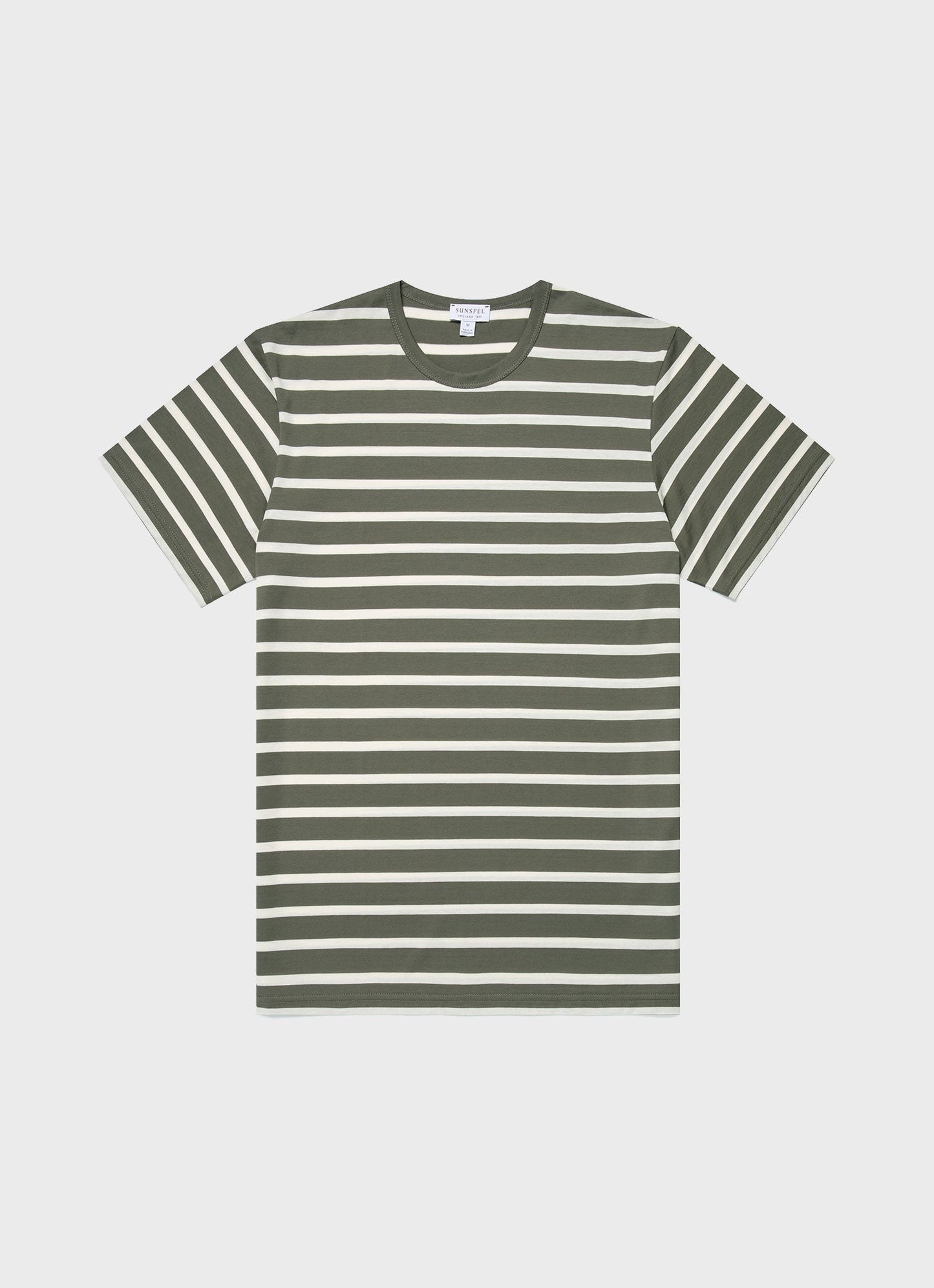 Mens Classic Tshirt In Khaki Ecru Breton Stripe Mtsh0001Brs Stlm