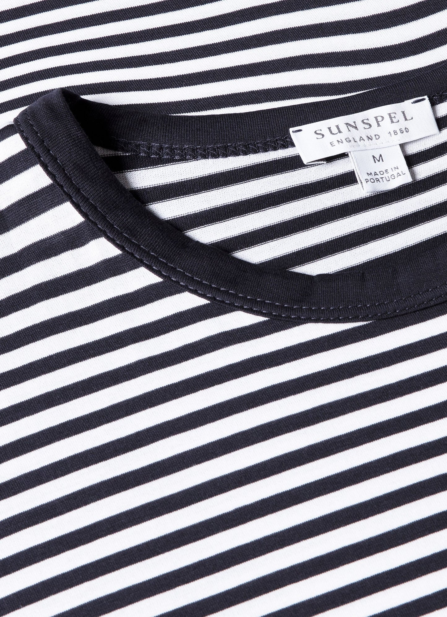 Mens Long Staple Cotton T Shirt English Stripe Navy White Jmtsh0001Es Staa