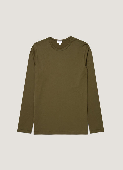 Mens Long Sleeve Classic Tshirt In Deep Olive Mtsh0003 Gniz