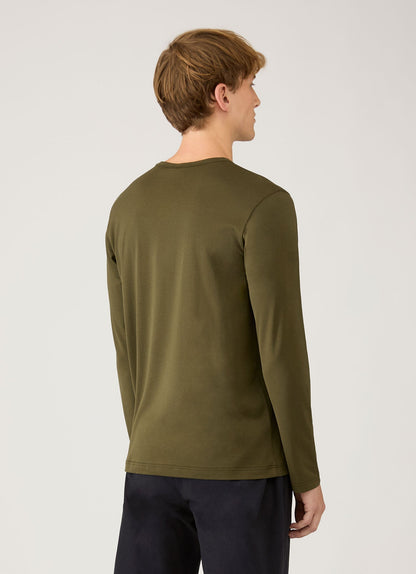 Mens Long Sleeve Classic Tshirt In Deep Olive Mtsh0003 Gniz