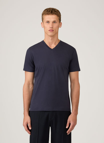 Mens Riviera V Neck T Shirt In Navy