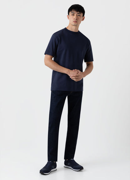 Mens Mock Turtle Tshirt Brushed Cotton Navy Mtsh0049