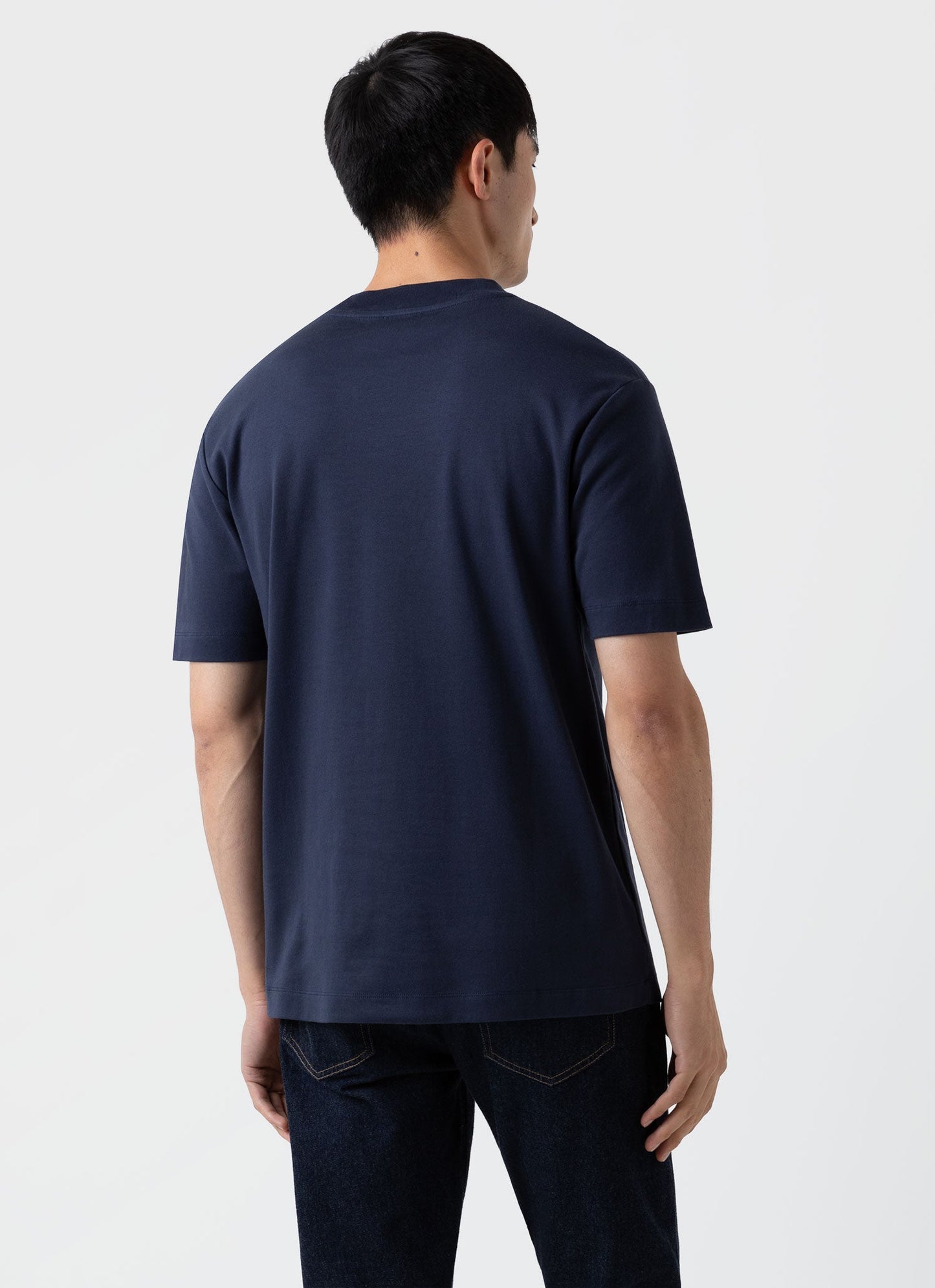 Mens Mock Turtle Tshirt Brushed Cotton Navy Mtsh0049