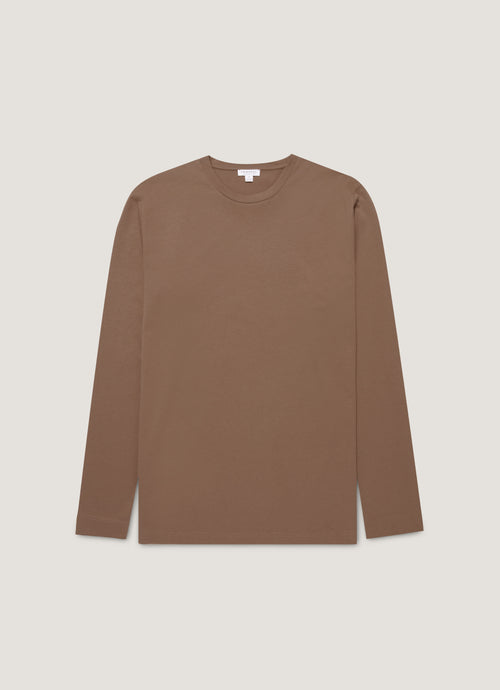 Mens Long Sleeve Riviera Midweight Tshirt In Bark Mtsh0136S Brgc