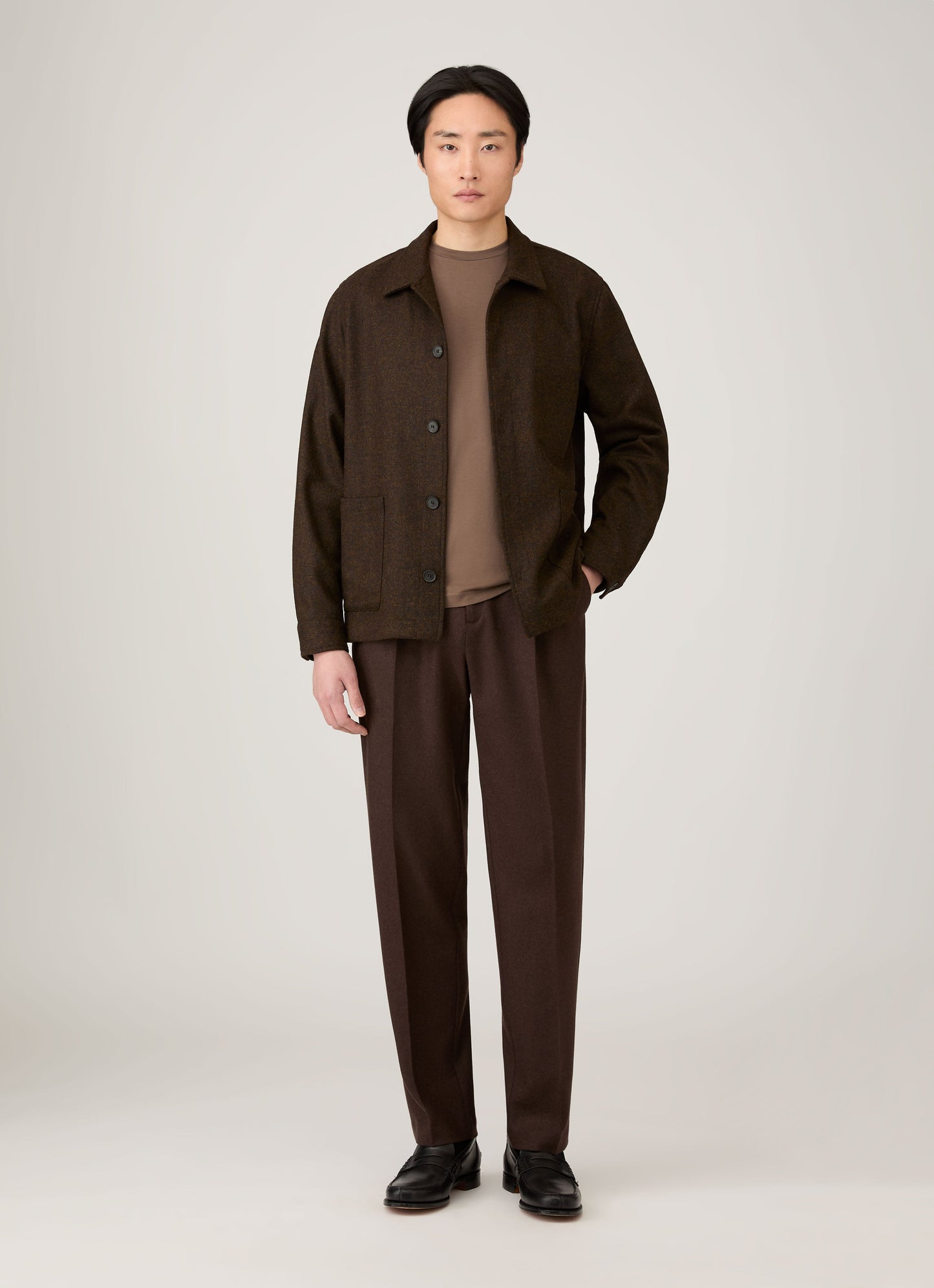 Mens Long Sleeve Riviera Midweight Tshirt In Bark Mtsh0136S Brgc