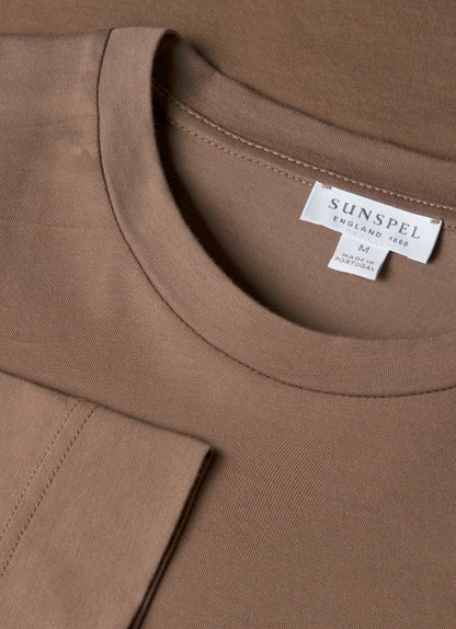 Mens Long Sleeve Riviera Midweight Tshirt In Bark Mtsh0136S Brgc