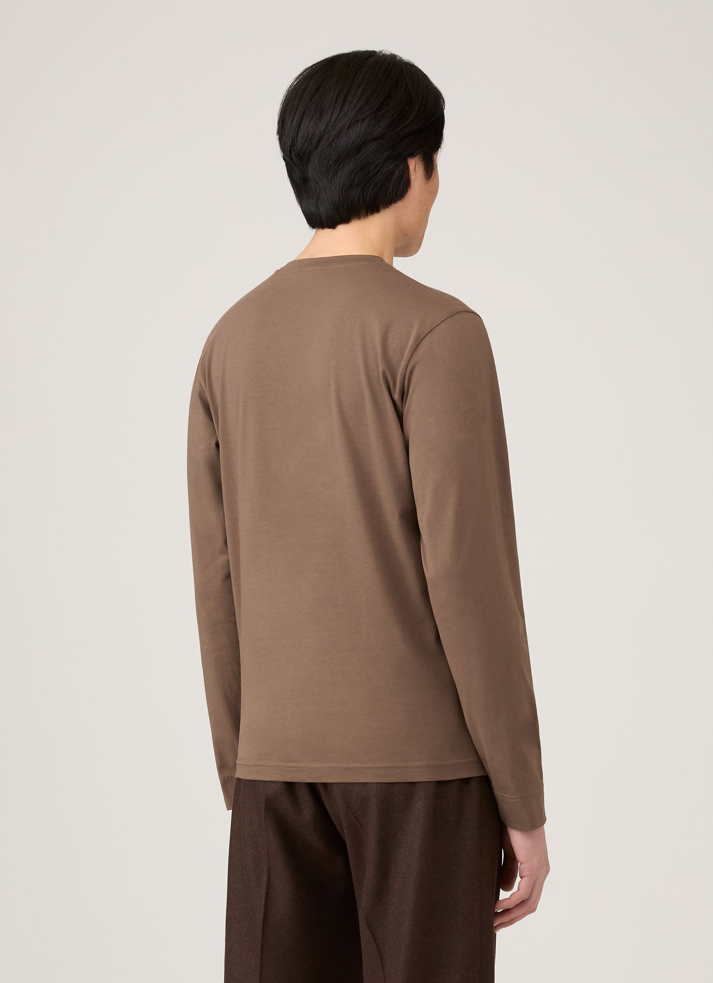Mens Long Sleeve Riviera Midweight Tshirt In Bark Mtsh0136S Brgc