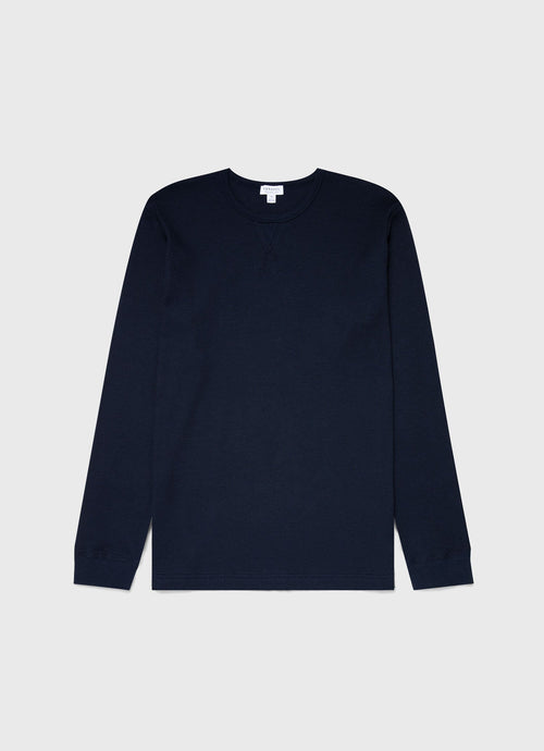 Mens Long Sleeve Waffle Tshirt In Navy Mtsh0161 Buaa