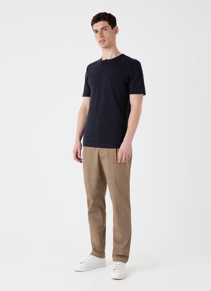 Mens Riviera Henley In Navy Mtsh0177 Buaa