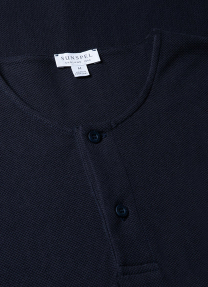 Mens Riviera Henley In Navy Mtsh0177 Buaa