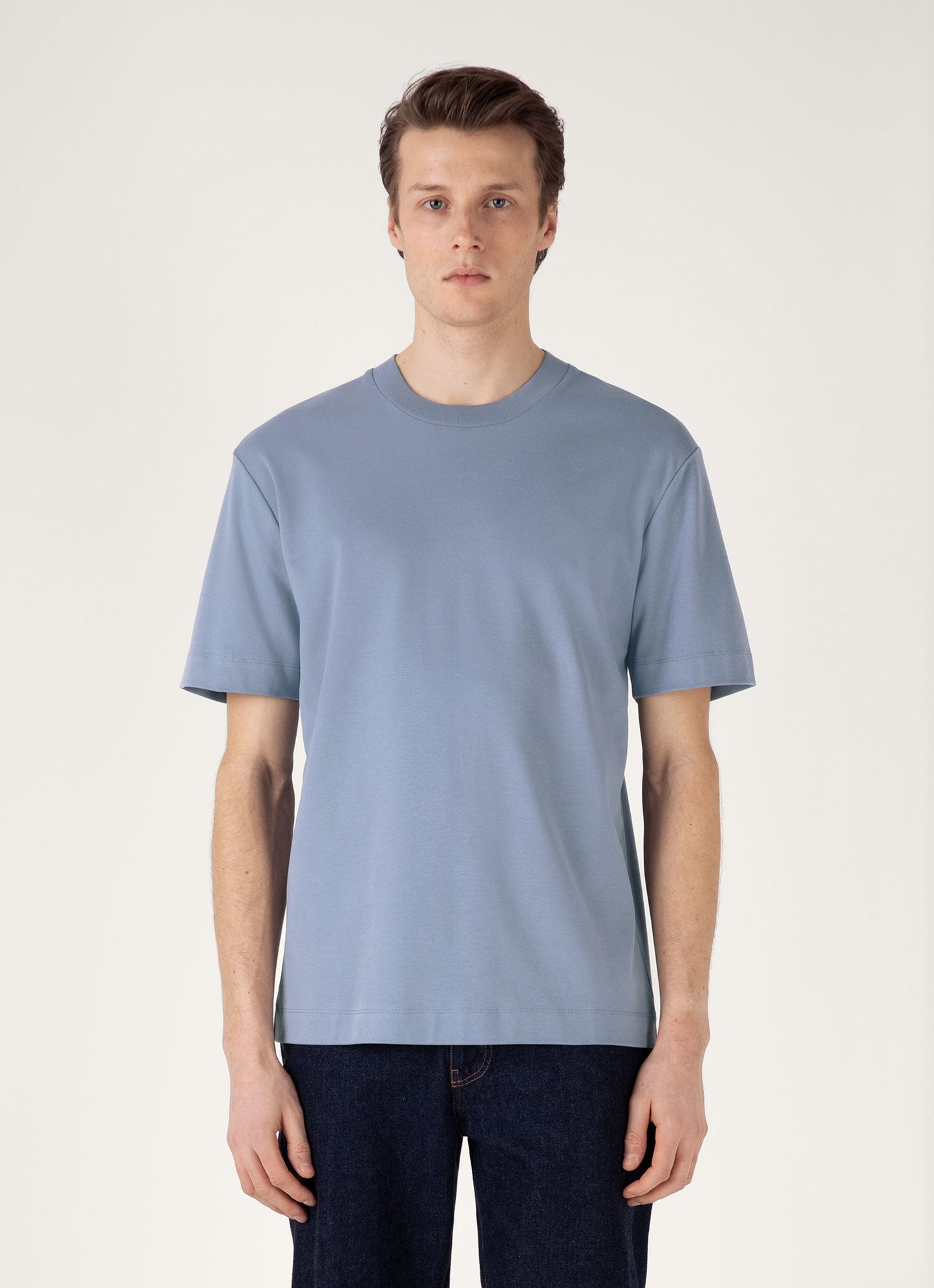 Mens Relaxed Fit Heavyweight Tshirt In Vintage Blue Mtsh0181 Buwb