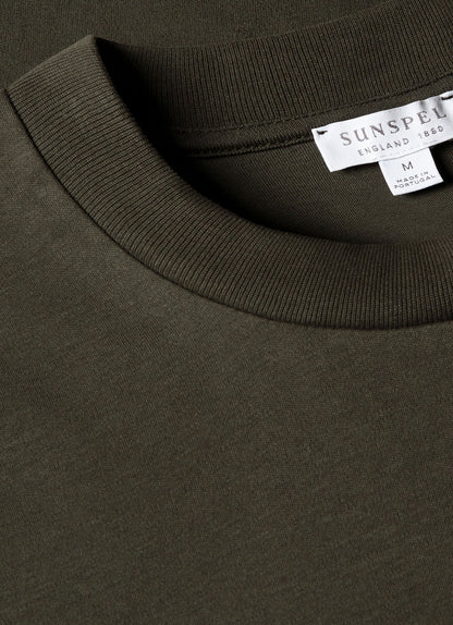 Mens Relaxed Fit Heavyweight Tshirt In Dark Green Mtsh0181 Gnin