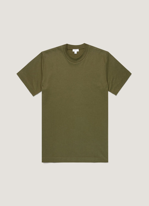Mens Relaxed Fit Heavyweight Tshirt In Deep Olive Mtsh0181 Gniz