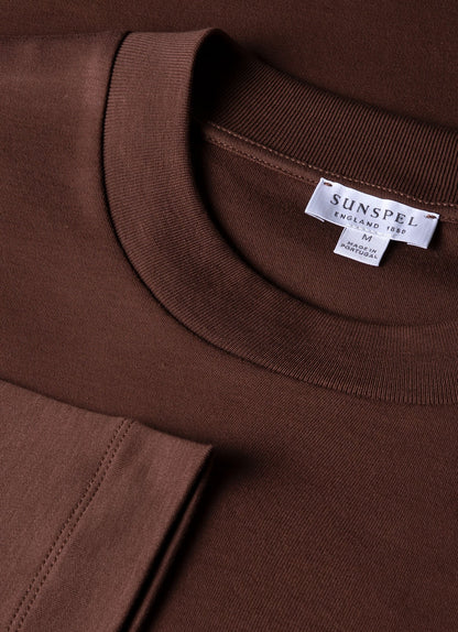 Mens Long Sleeve Heavyweight Tshirt In Cocoa Brown Mtsh0182 Brfn