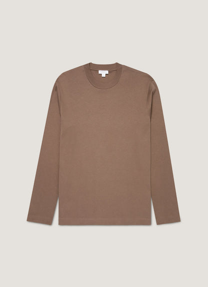 Mens Long Sleeve Heavyweight Tshirt In Bark Mtsh0182 Brgc