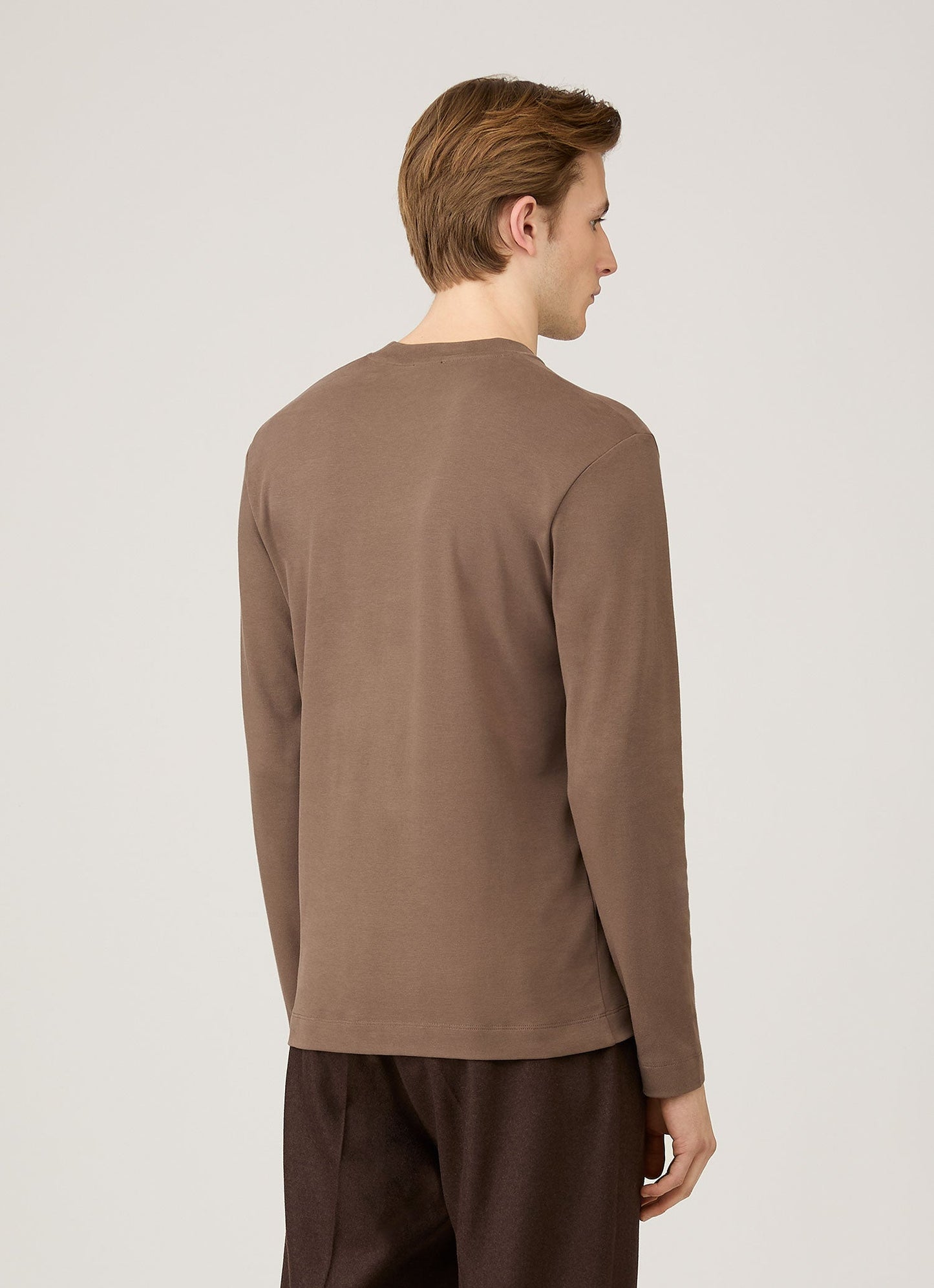 Mens Long Sleeve Heavyweight Tshirt In Bark Mtsh0182 Brgc