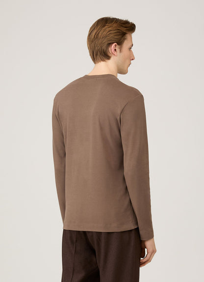 Mens Long Sleeve Heavyweight Tshirt In Bark Mtsh0182 Brgc