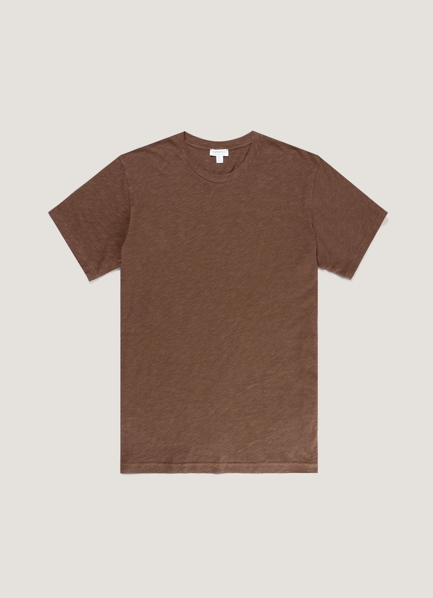 Mens Cotton Linen Tshirt In Dark Walnut Mtsh0192 Brgw