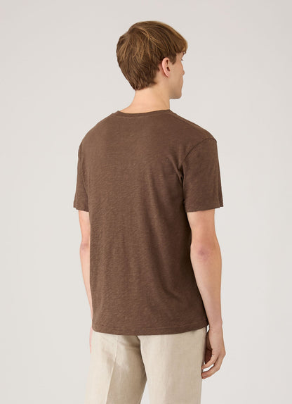 Mens Cotton Linen Tshirt In Dark Walnut Mtsh0192 Brgw