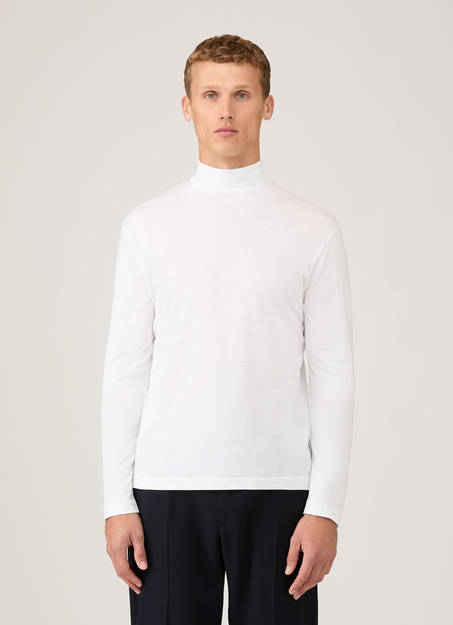 Mens Long Sleeve Roll Neck In White Mtsh0197 Whaa