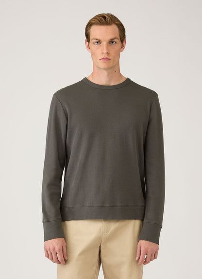 Mens Long Sleeve Cellulock Crew Neck In Charcoal Mtsh0201 Gyab