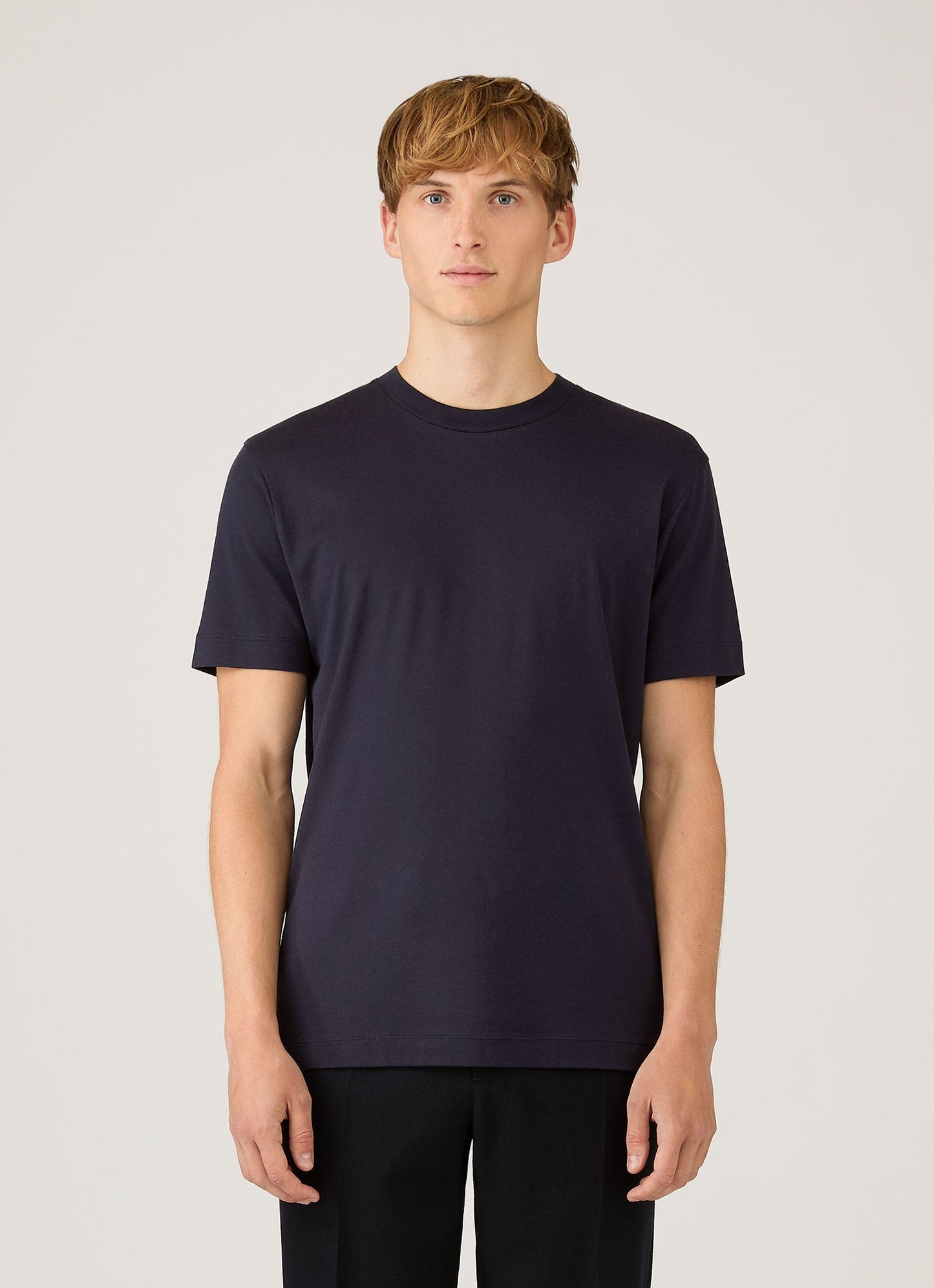 Mens Silk Cotton Cashmere Tshirt In Navy Mtsh0203 Buaa