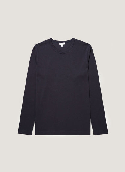 Mens Long Sleeve Heavyweight Jersey Tshirt In Navy Mtsh0206 Buaa