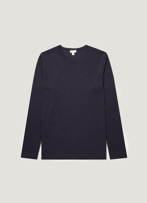 Mens Long Sleeve Heavyweight Jersey Tshirt In Navy Mtsh0206 Buaa