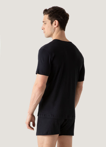 Mens Sea Island Cotton Underwear T Shirt Black