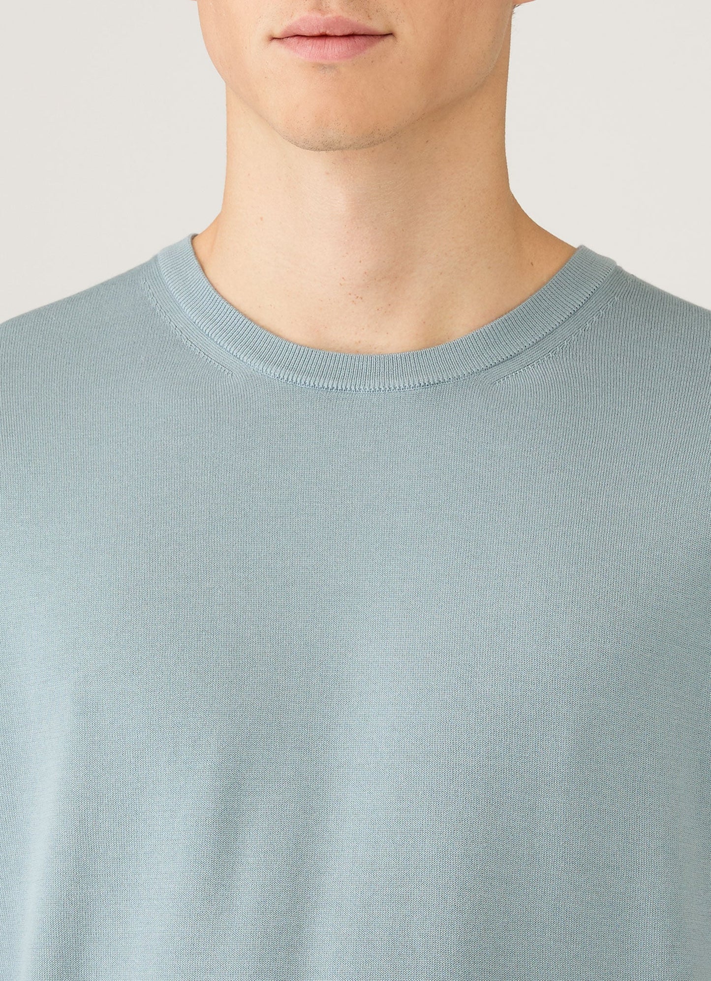Mens Sea Island Cotton Knit Tshirt In Stone Blue Mtsh8278 Buwt