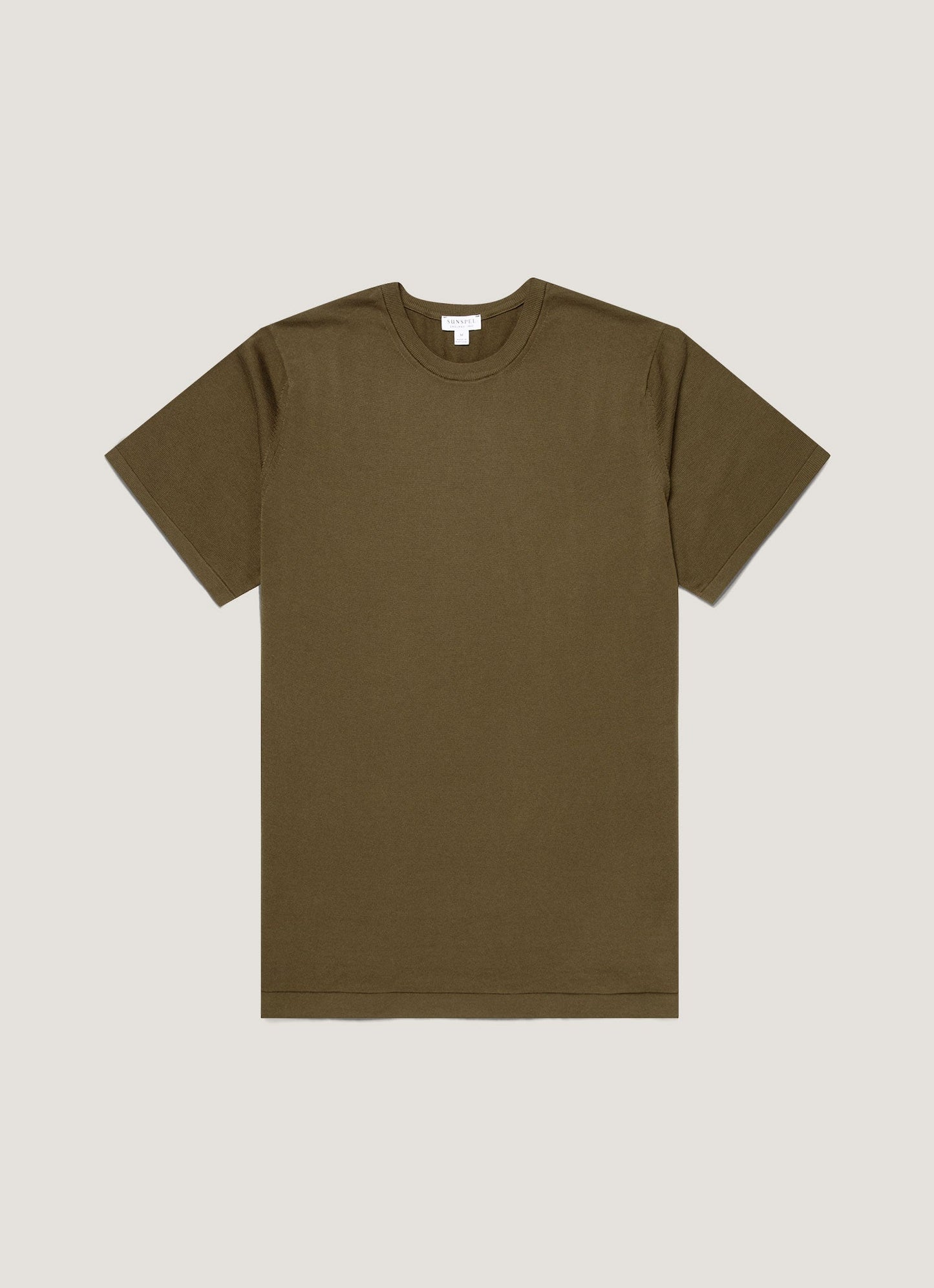 Mens Sea Island Cotton Knit Tshirt In Deep Olive Mtsh8278 Gniz