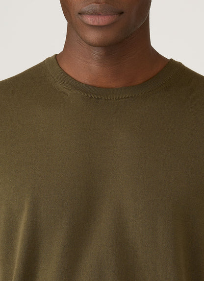 Mens Sea Island Cotton Knit Tshirt In Deep Olive Mtsh8278 Gniz