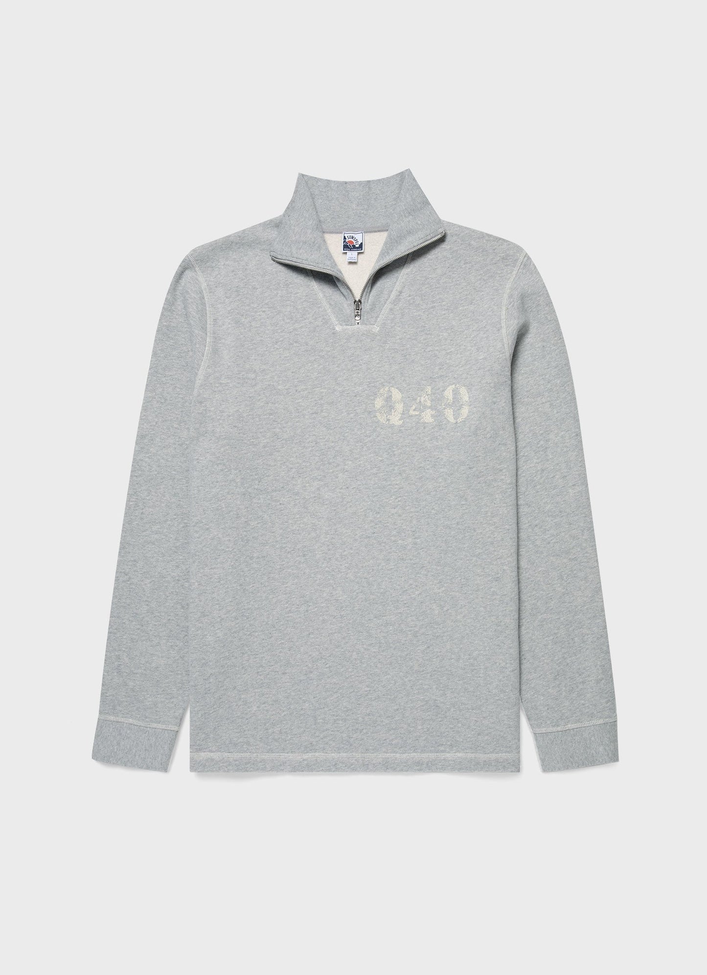 Mens Nigel Cabourn Half Zip Sweatshirt In Light Grey Melange Ncmswe1579 Gybr