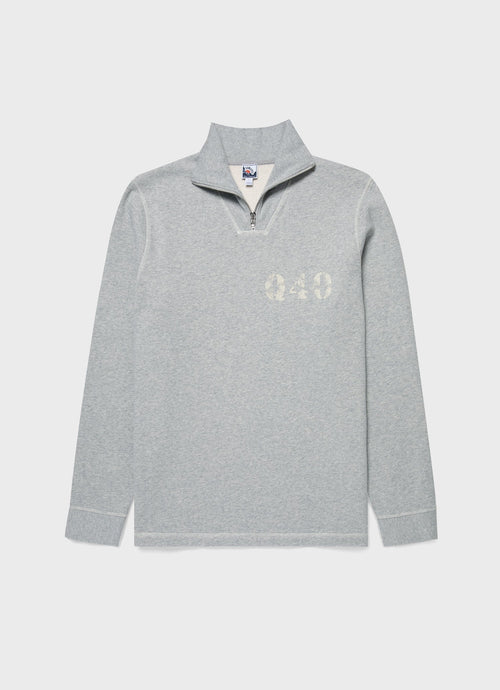 Mens Nigel Cabourn Half Zip Sweatshirt In Light Grey Melange Ncmswe1579 Gybr
