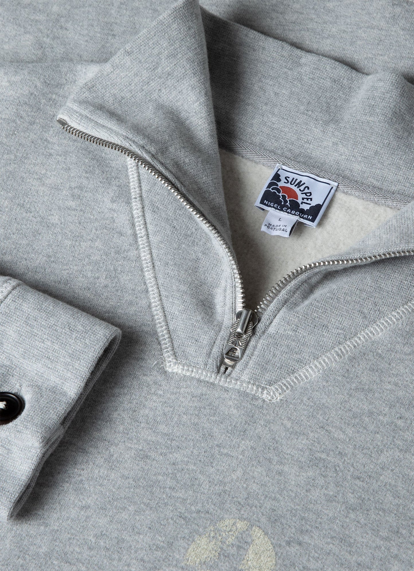 Mens Nigel Cabourn Half Zip Sweatshirt In Light Grey Melange Ncmswe1579 Gybr