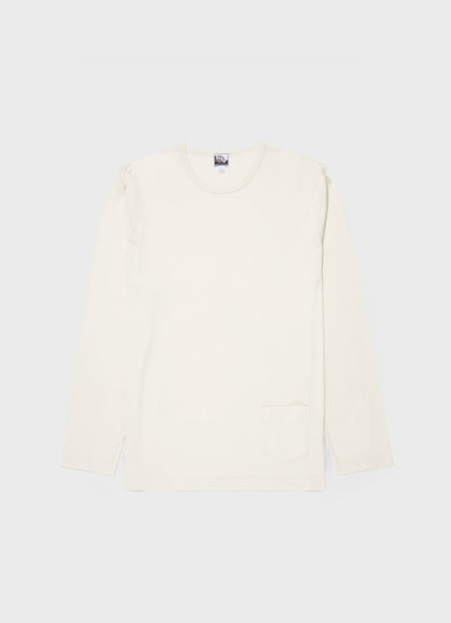 Mens Nigel Cabourn Long Sleeve Tshirt In Stone White Ncmtsh0172 Whhm