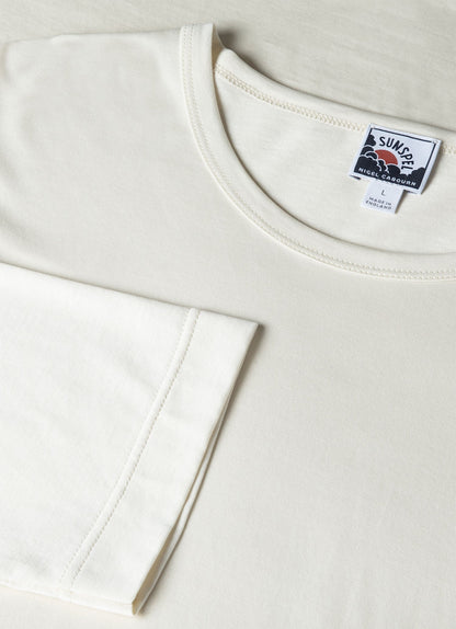 Mens Nigel Cabourn Long Sleeve Tshirt In Stone White Ncmtsh0172 Whhm