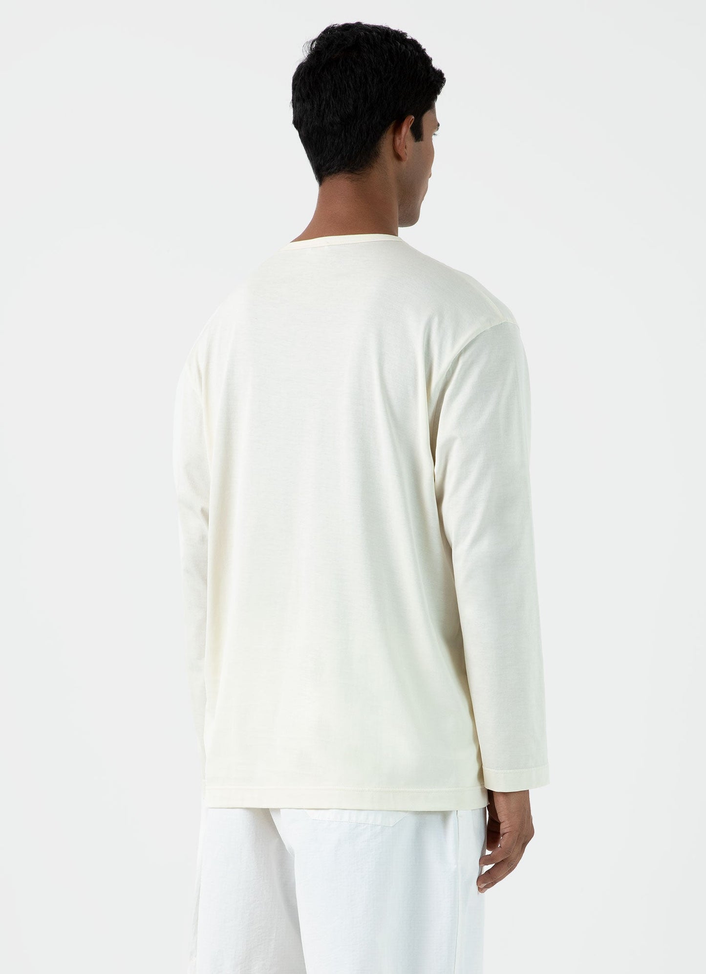 Mens Nigel Cabourn Long Sleeve Tshirt In Stone White Ncmtsh0172 Whhm