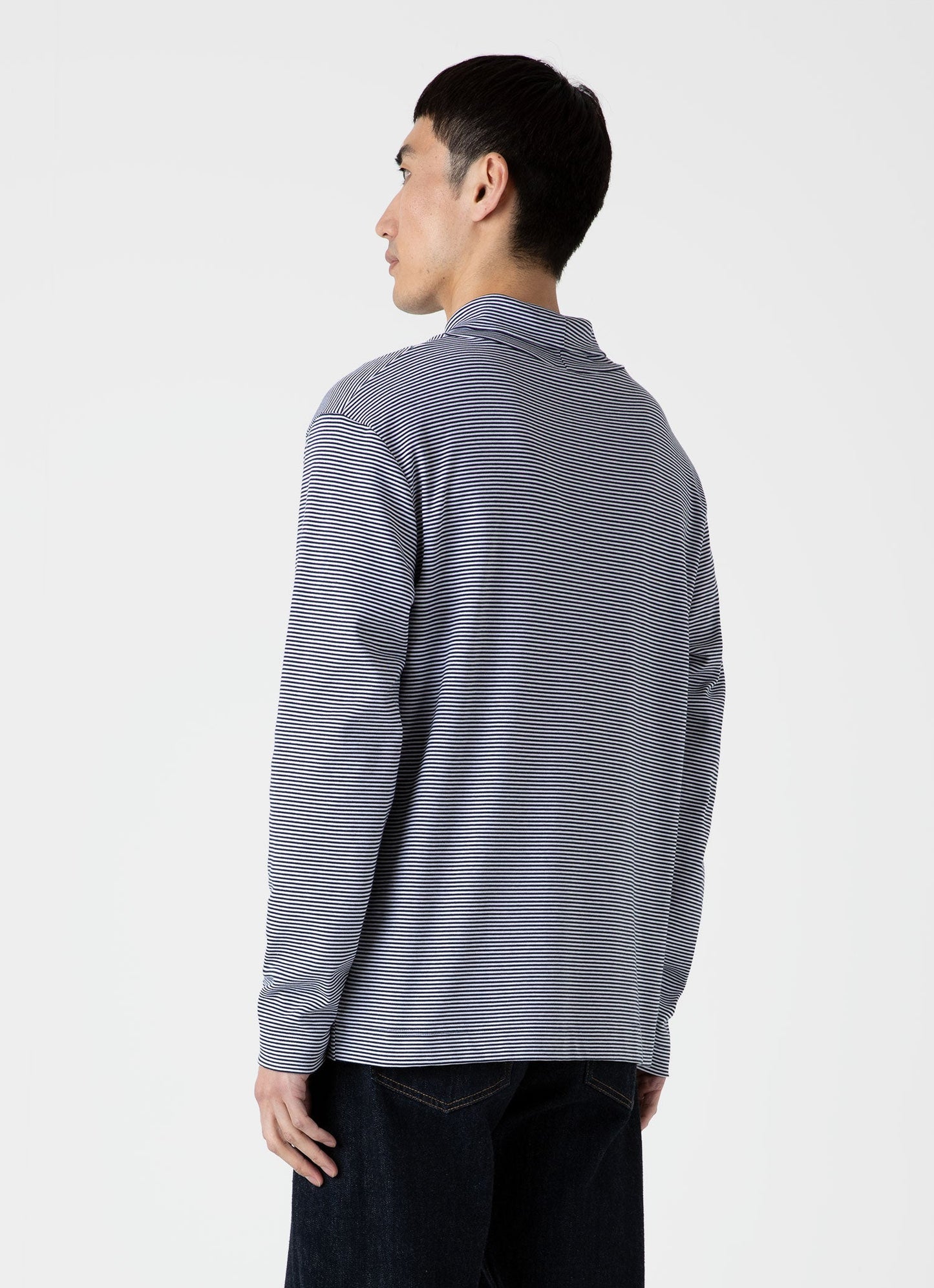 Mens Nigel Cabourn Carbon Brushed Roll Neck In Navy White Ncmtsh0185Ms Stmk