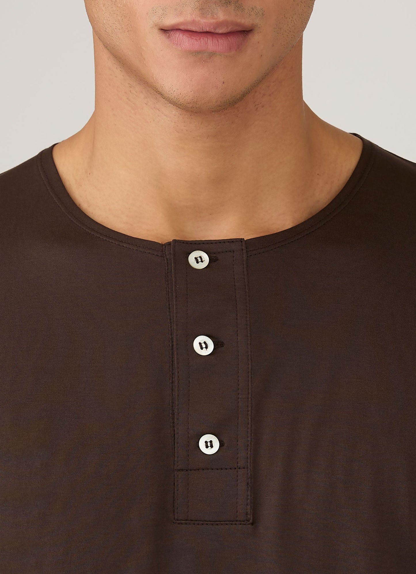 Mens Paul Weller Henley In Dark Brown Pwmtsh0115 Brha